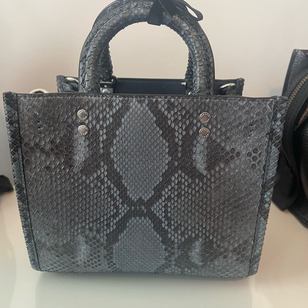 Coach Rogue 20 Navy Python Handbag - image 4